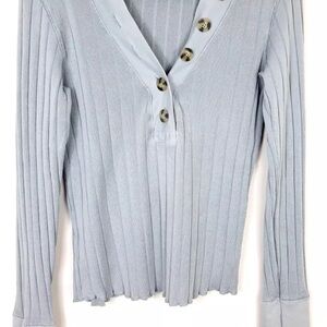 Free people Henley Long Sleeve Ribbed Button Down Shirt